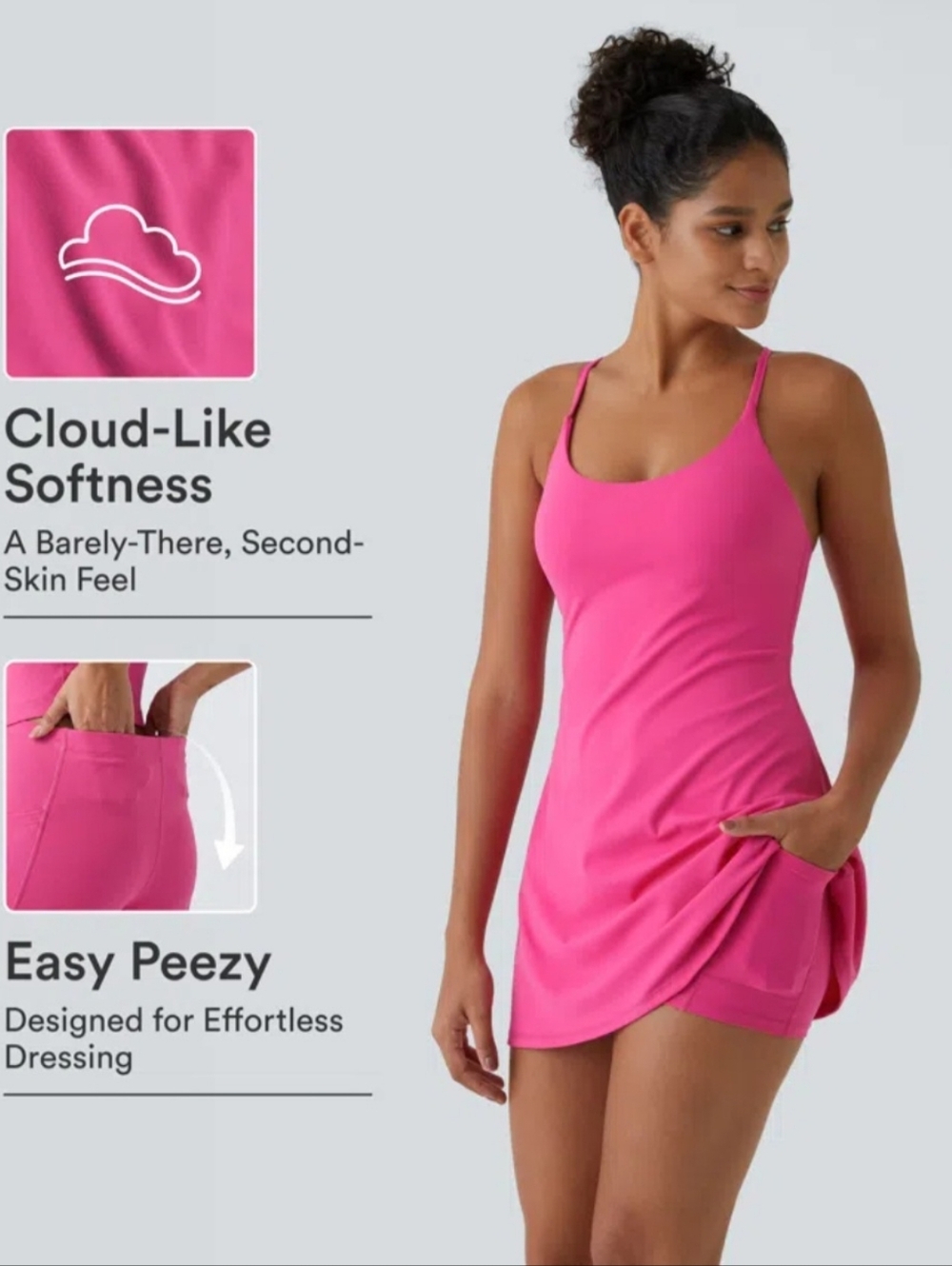 Halara SoftlyZero™ Plush Backless Active Dress Hot Pink Size M